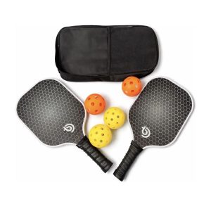 Kit De Dos Raquetas Palas, 4 Pelotas Con Estuche Pickleball